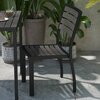 Flash Furniture Lark Outdoor Stackable Side Chair w/Faux Gray Wash Teak Poly Slats XU-DG-HW6036-GY-GG